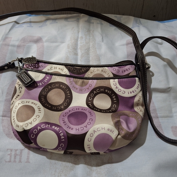 Coach Purple and Brown Signature Crossbody Bag - Picture 4 of 4